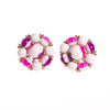 Vintage White with Pink and Purple Cluster Bead Statement Earrings by Unsigned Beauty - Vintage Meet Modern Vintage Jewelry - Chicago, Illinois - #oldhollywoodglamour #vintagemeetmodern #designervintage #jewelrybox #antiquejewelry #vintagejewelry