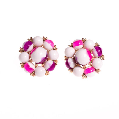 Vintage White with Pink and Purple Cluster Bead Statement Earrings by Unsigned Beauty - Vintage Meet Modern Vintage Jewelry - Chicago, Illinois - #oldhollywoodglamour #vintagemeetmodern #designervintage #jewelrybox #antiquejewelry #vintagejewelry