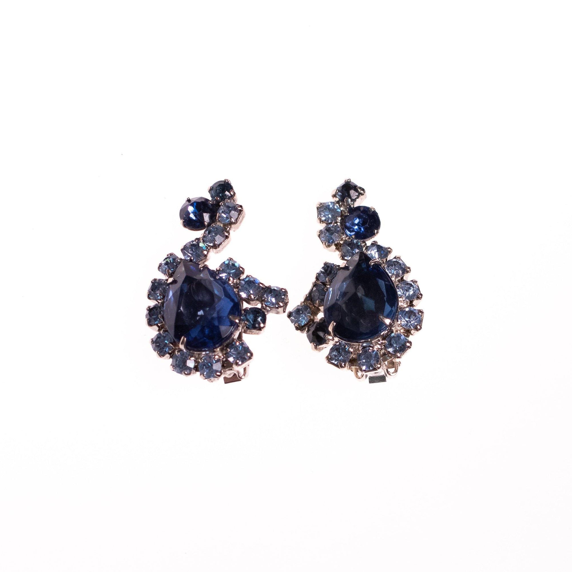 Vintage Light and Dark Blue Statement Earrings by Unsigned Beauty - Vintage Meet Modern Vintage Jewelry - Chicago, Illinois - #oldhollywoodglamour #vintagemeetmodern #designervintage #jewelrybox #antiquejewelry #vintagejewelry