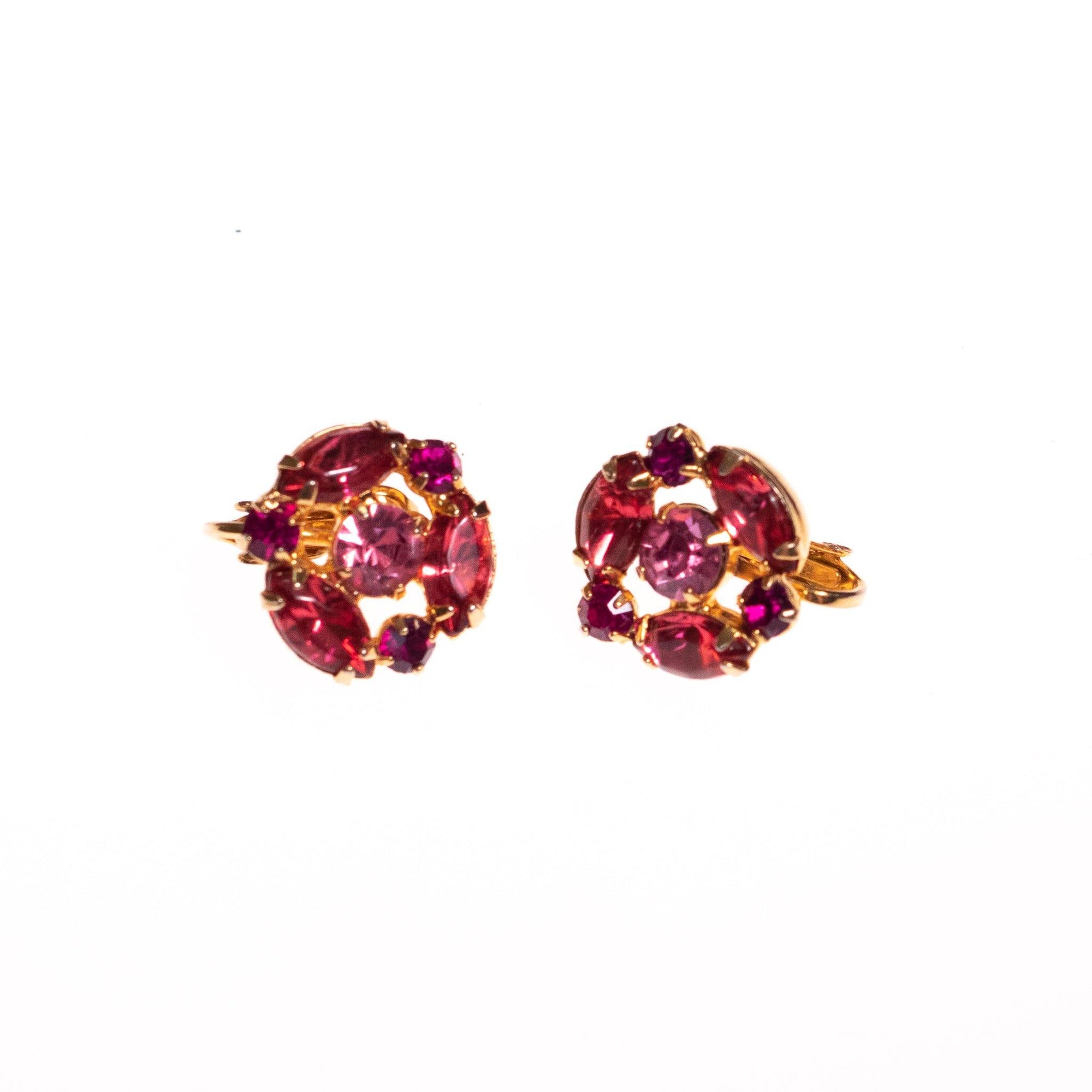 Vintage Light and Dark Pink Rhinestone Earrings by Vintage Meet Modern - Vintage Meet Modern Vintage Jewelry - Chicago, Illinois - #oldhollywoodglamour #vintagemeetmodern #designervintage #jewelrybox #antiquejewelry #vintagejewelry