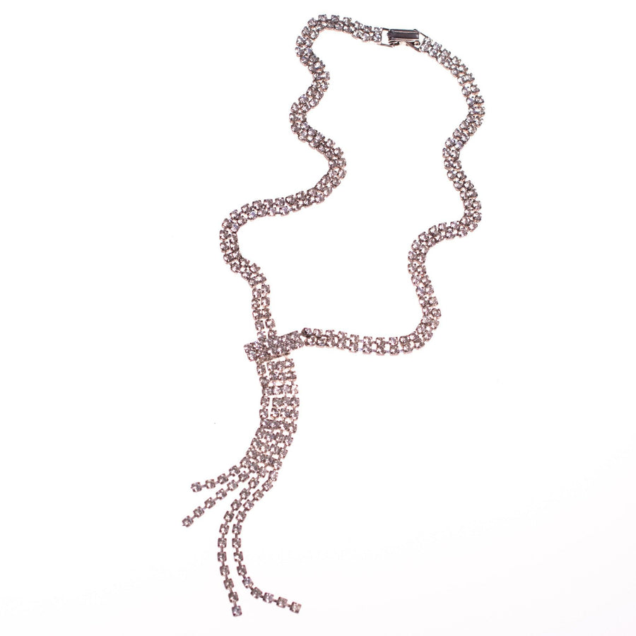 Vintage Art Deco Style Rhinestone "Y" Style Tassel Necklace by Unsigned Beauty - Vintage Meet Modern Vintage Jewelry - Chicago, Illinois - #oldhollywoodglamour #vintagemeetmodern #designervintage #jewelrybox #antiquejewelry #vintagejewelry