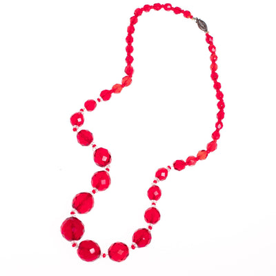 Vintage Art Deco Era Czech Red and Clear Cut Faceted Crystal Bead Necklace by Czech - Vintage Meet Modern Vintage Jewelry - Chicago, Illinois - #oldhollywoodglamour #vintagemeetmodern #designervintage #jewelrybox #antiquejewelry #vintagejewelry