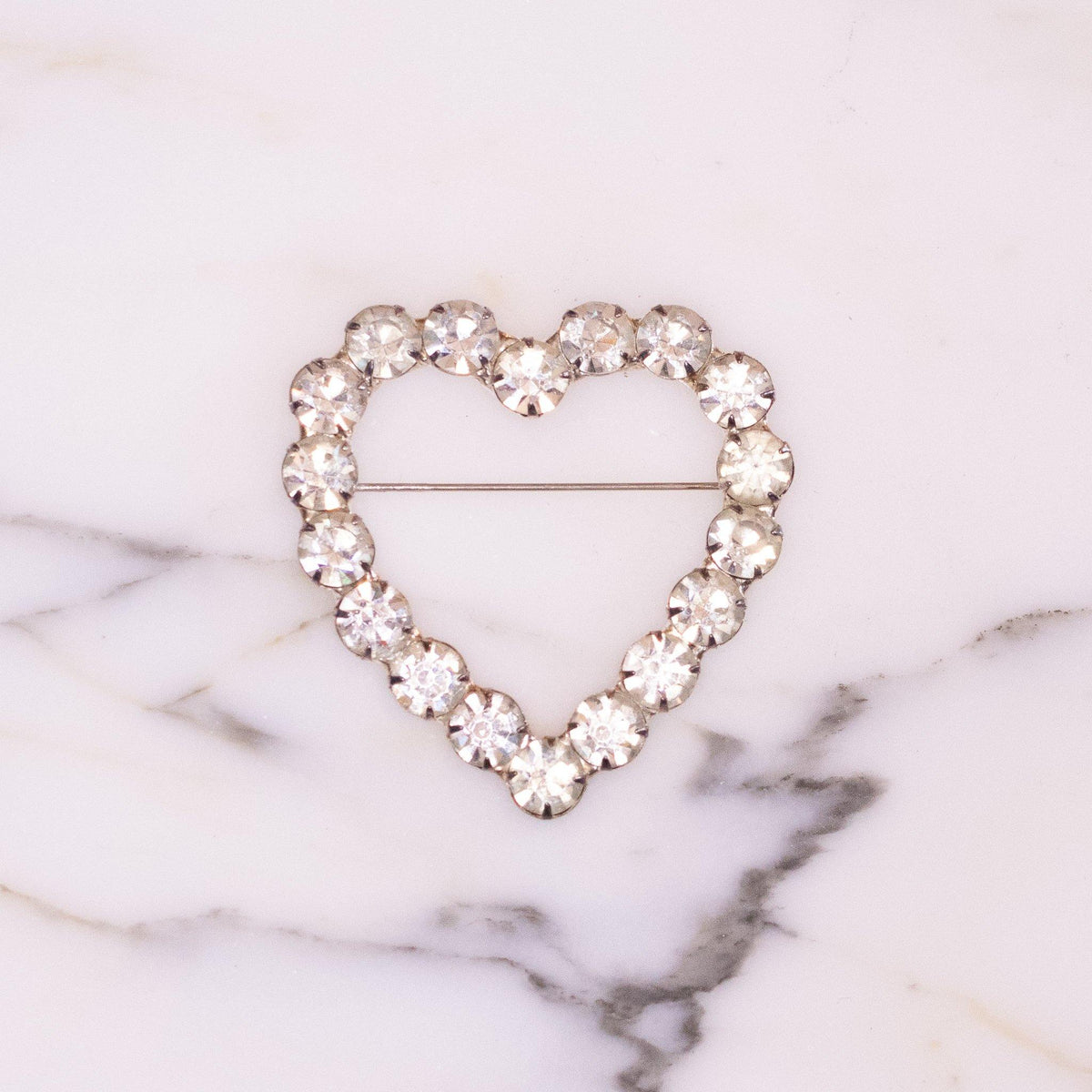 Vintage Rhinestone Heart Shaped Brooch