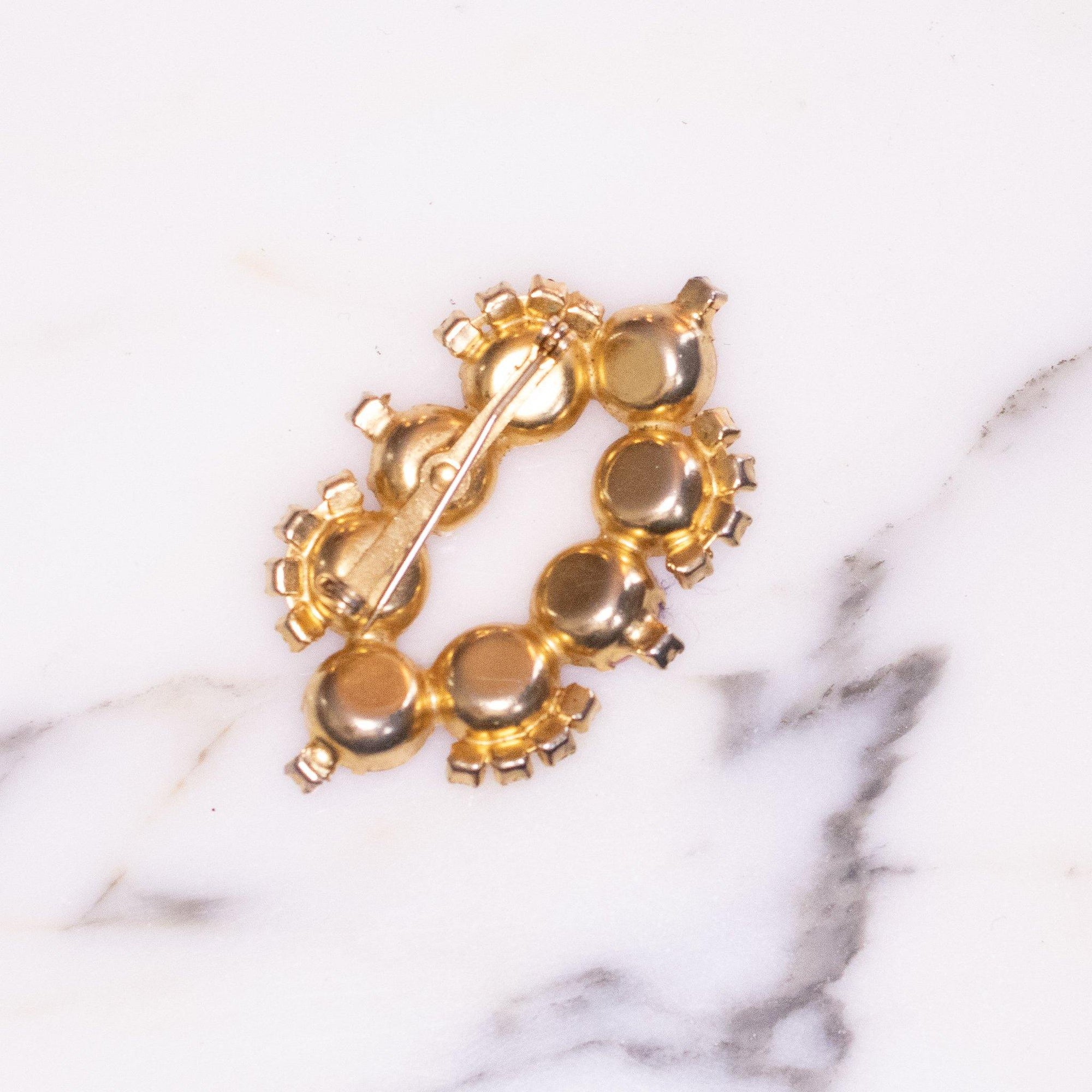 Vintage 1950s Aurora Borealis Brooch with Bubble Gum Pink Cabochons by 1950s - Vintage Meet Modern Vintage Jewelry - Chicago, Illinois - #oldhollywoodglamour #vintagemeetmodern #designervintage #jewelrybox #antiquejewelry #vintagejewelry