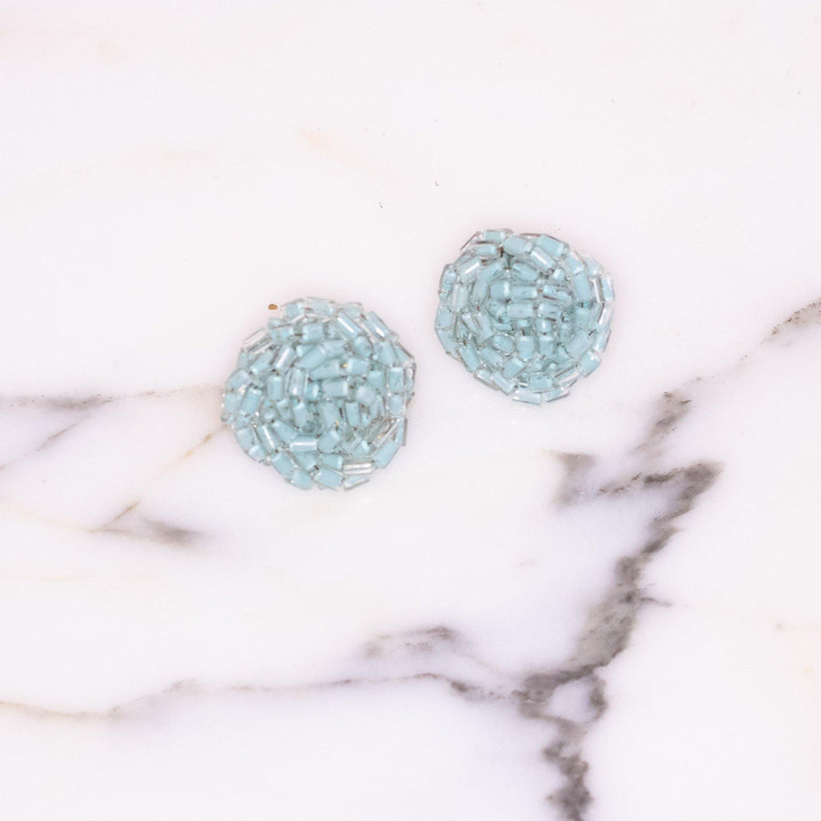 Vintage Light Blue Beaded Knot Earrings by Vintage Meet Modern - Vintage Meet Modern Vintage Jewelry - Chicago, Illinois - #oldhollywoodglamour #vintagemeetmodern #designervintage #jewelrybox #antiquejewelry #vintagejewelry