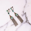 Vintage Art Deco Faux Jade and Silver Tassel Dangling Earrings by Unsigned Beauty - Vintage Meet Modern Vintage Jewelry - Chicago, Illinois - #oldhollywoodglamour #vintagemeetmodern #designervintage #jewelrybox #antiquejewelry #vintagejewelry
