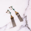 Vintage Art Deco Faux Jade and Silver Tassel Dangling Earrings by Unsigned Beauty - Vintage Meet Modern Vintage Jewelry - Chicago, Illinois - #oldhollywoodglamour #vintagemeetmodern #designervintage #jewelrybox #antiquejewelry #vintagejewelry