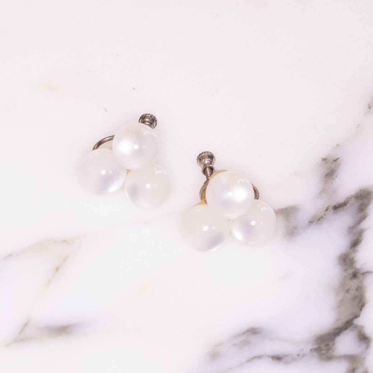 Vintage White Lucite Moonglow Earrings