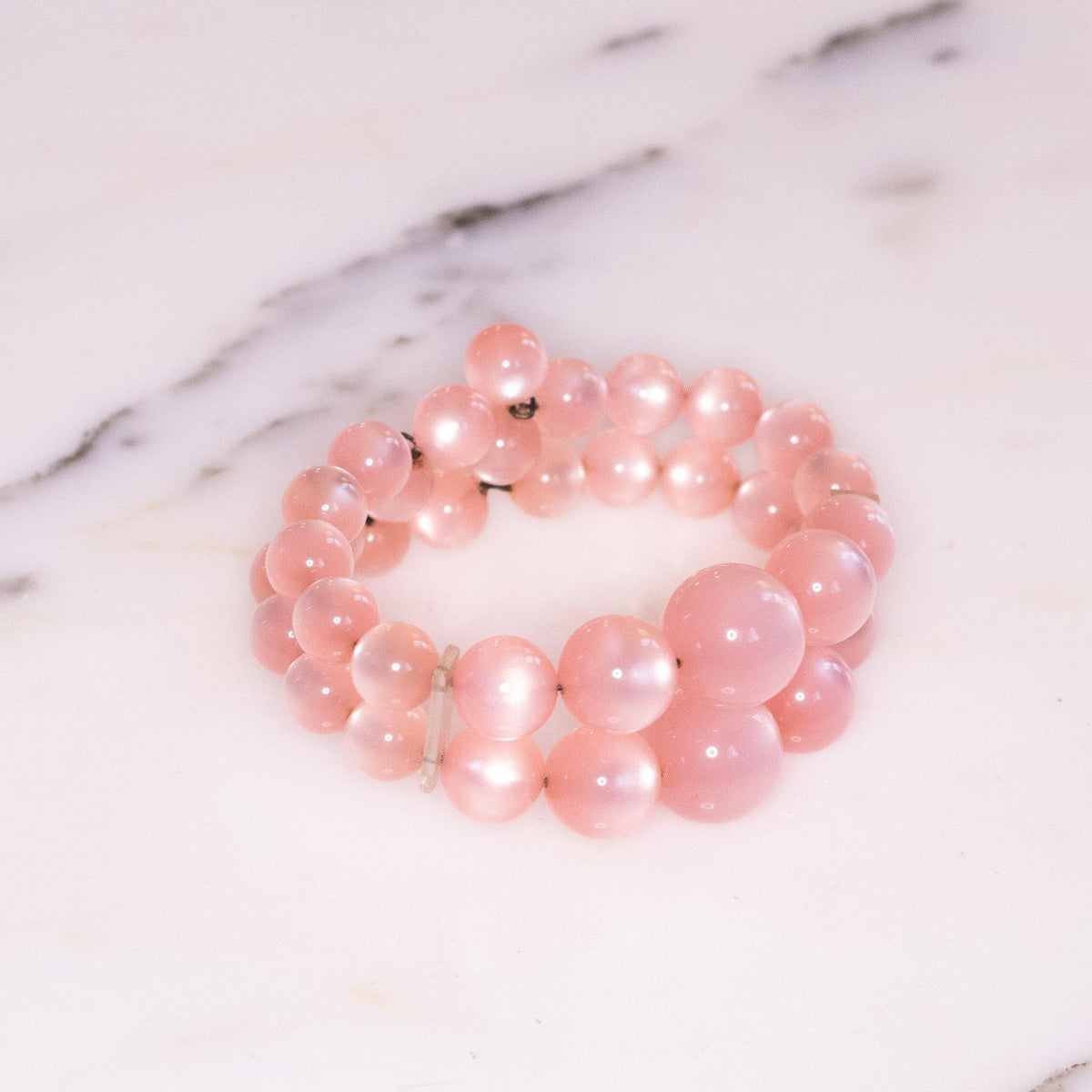 Vintage Pink Moonglow Double Strand Expansion Bracelet