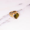 Vintage Olive Crystal Heart and Diamante Crystal Statement Ring Size 7.5 by 1980s - Vintage Meet Modern Vintage Jewelry - Chicago, Illinois - #oldhollywoodglamour #vintagemeetmodern #designervintage #jewelrybox #antiquejewelry #vintagejewelry