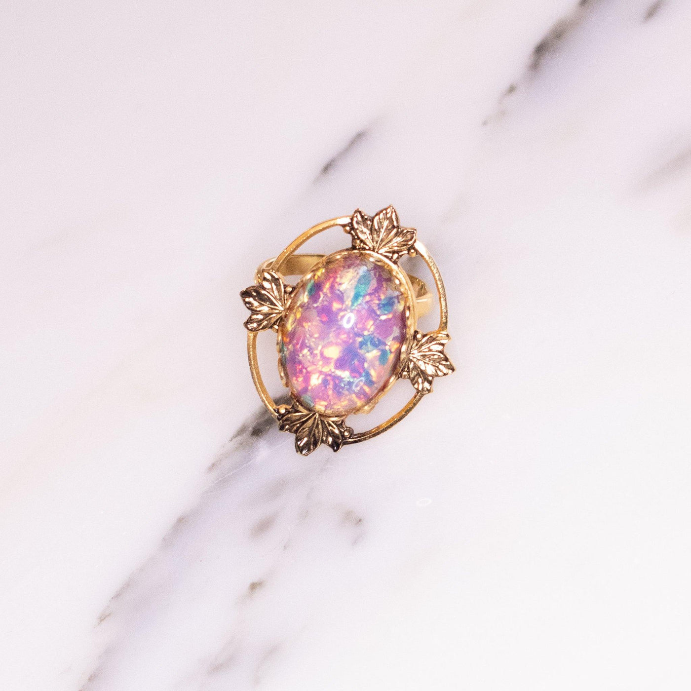 Vintage Czech Opaline Statement Ring