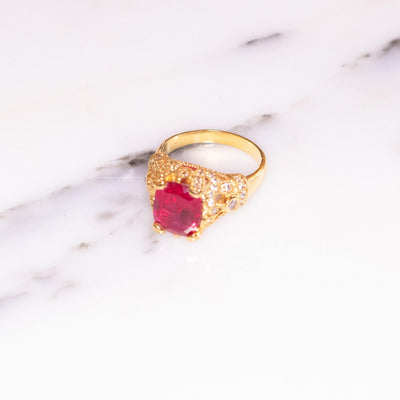 Vintage Camrose and Kross Rubelite Ring by Camrose and Kross - Vintage Meet Modern Vintage Jewelry - Chicago, Illinois - #oldhollywoodglamour #vintagemeetmodern #designervintage #jewelrybox #antiquejewelry #vintagejewelry