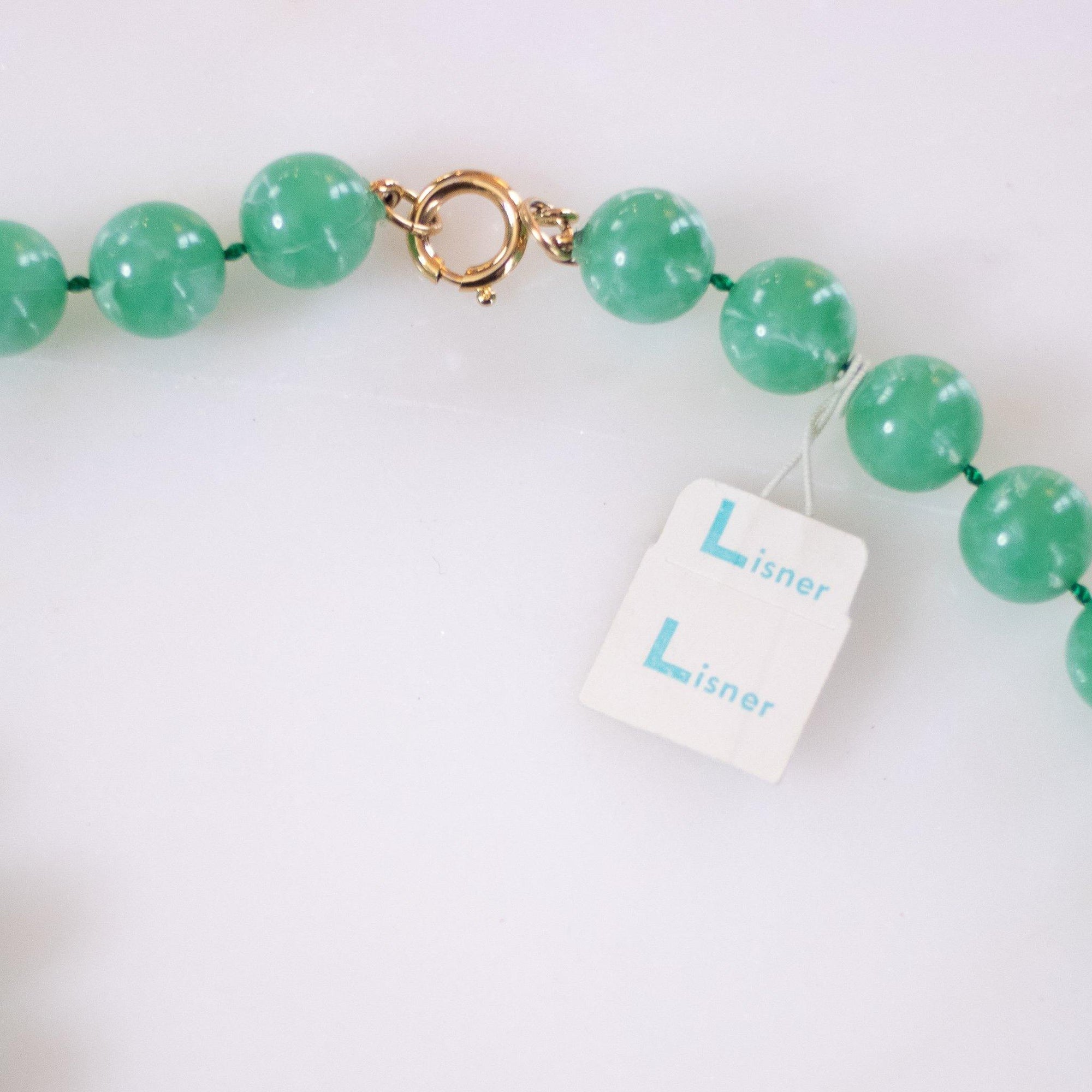 Vintage Lisner Huge Asian Character and Faux Jade Bead Statement Necklace by Lisner - Vintage Meet Modern Vintage Jewelry - Chicago, Illinois - #oldhollywoodglamour #vintagemeetmodern #designervintage #jewelrybox #antiquejewelry #vintagejewelry