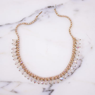 Vintage Aurora Borealis Cha Cha Bead Necklace by Unsigned Beauty - Vintage Meet Modern Vintage Jewelry - Chicago, Illinois - #oldhollywoodglamour #vintagemeetmodern #designervintage #jewelrybox #antiquejewelry #vintagejewelry