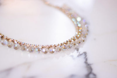 Vintage Aurora Borealis Cha Cha Bead Necklace by Unsigned Beauty - Vintage Meet Modern Vintage Jewelry - Chicago, Illinois - #oldhollywoodglamour #vintagemeetmodern #designervintage #jewelrybox #antiquejewelry #vintagejewelry