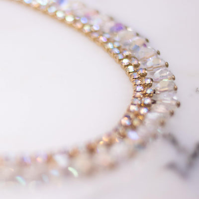 Vintage Aurora Borealis Cha Cha Bead Necklace by Unsigned Beauty - Vintage Meet Modern Vintage Jewelry - Chicago, Illinois - #oldhollywoodglamour #vintagemeetmodern #designervintage #jewelrybox #antiquejewelry #vintagejewelry