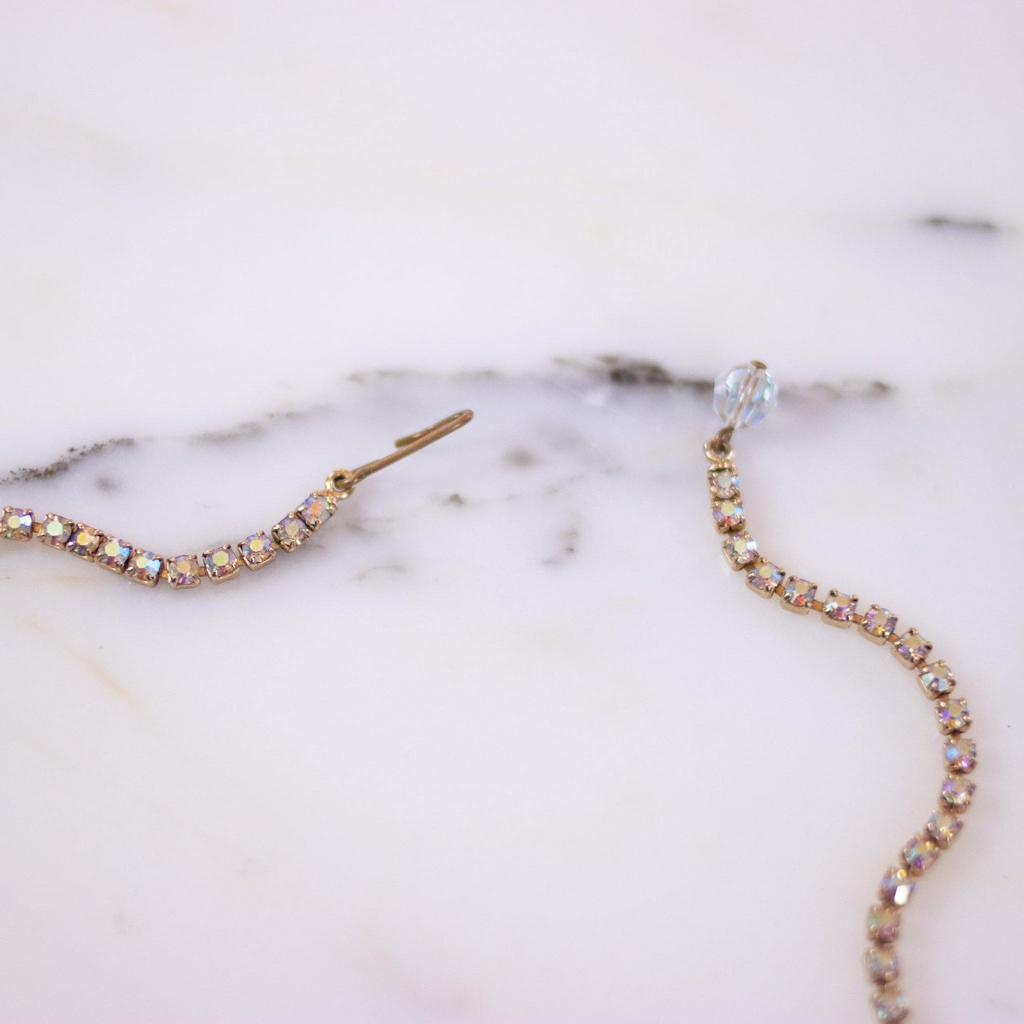 Vintage Aurora Borealis Cha Cha Bead Necklace by Unsigned Beauty - Vintage Meet Modern Vintage Jewelry - Chicago, Illinois - #oldhollywoodglamour #vintagemeetmodern #designervintage #jewelrybox #antiquejewelry #vintagejewelry