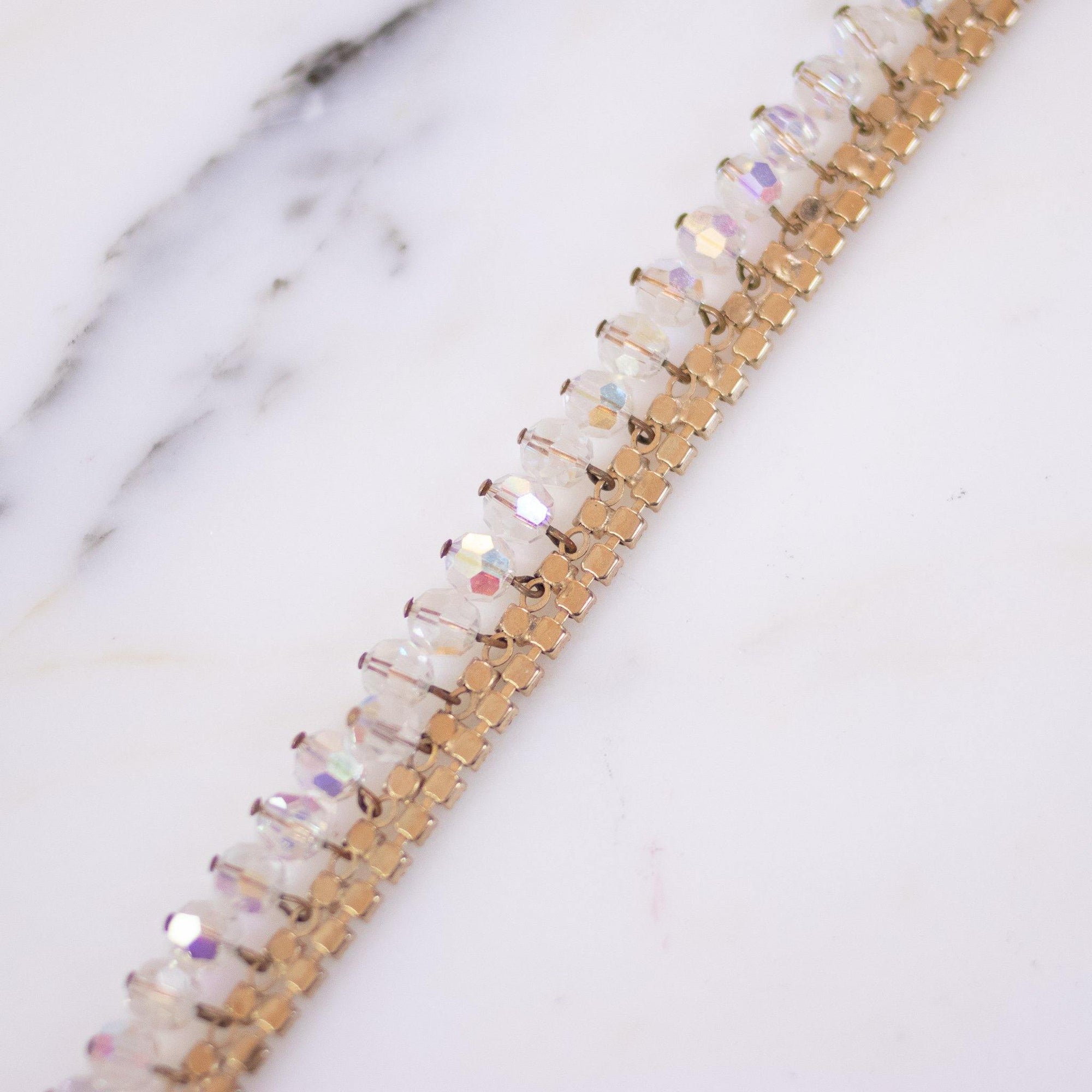 Vintage Aurora Borealis Cha Cha Bead Necklace by Unsigned Beauty - Vintage Meet Modern Vintage Jewelry - Chicago, Illinois - #oldhollywoodglamour #vintagemeetmodern #designervintage #jewelrybox #antiquejewelry #vintagejewelry