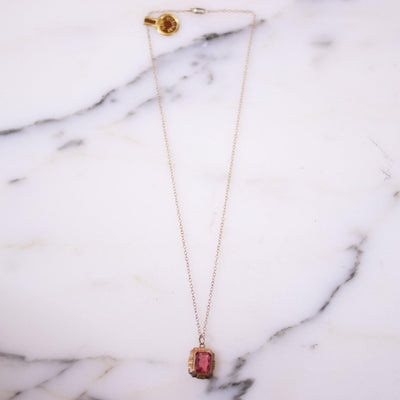 Vintage Art Deco Pink Crystal Gold Filled Necklace by 1/20 12kt Gold Filled - Vintage Meet Modern Vintage Jewelry - Chicago, Illinois - #oldhollywoodglamour #vintagemeetmodern #designervintage #jewelrybox #antiquejewelry #vintagejewelry