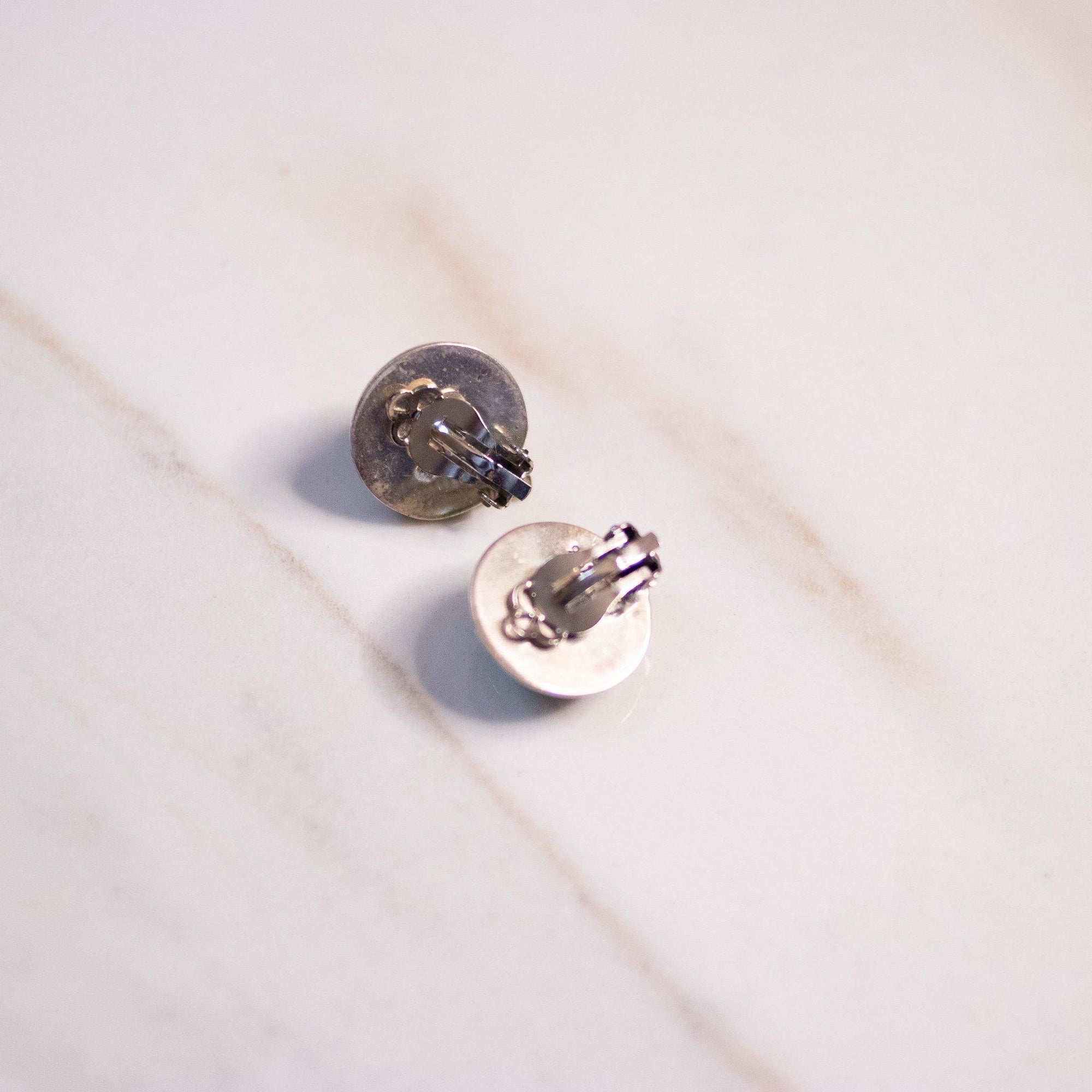 Vintage Sterling Silver and Green Cats Eye Earrings by Made in Mexico - Vintage Meet Modern Vintage Jewelry - Chicago, Illinois - #oldhollywoodglamour #vintagemeetmodern #designervintage #jewelrybox #antiquejewelry #vintagejewelry