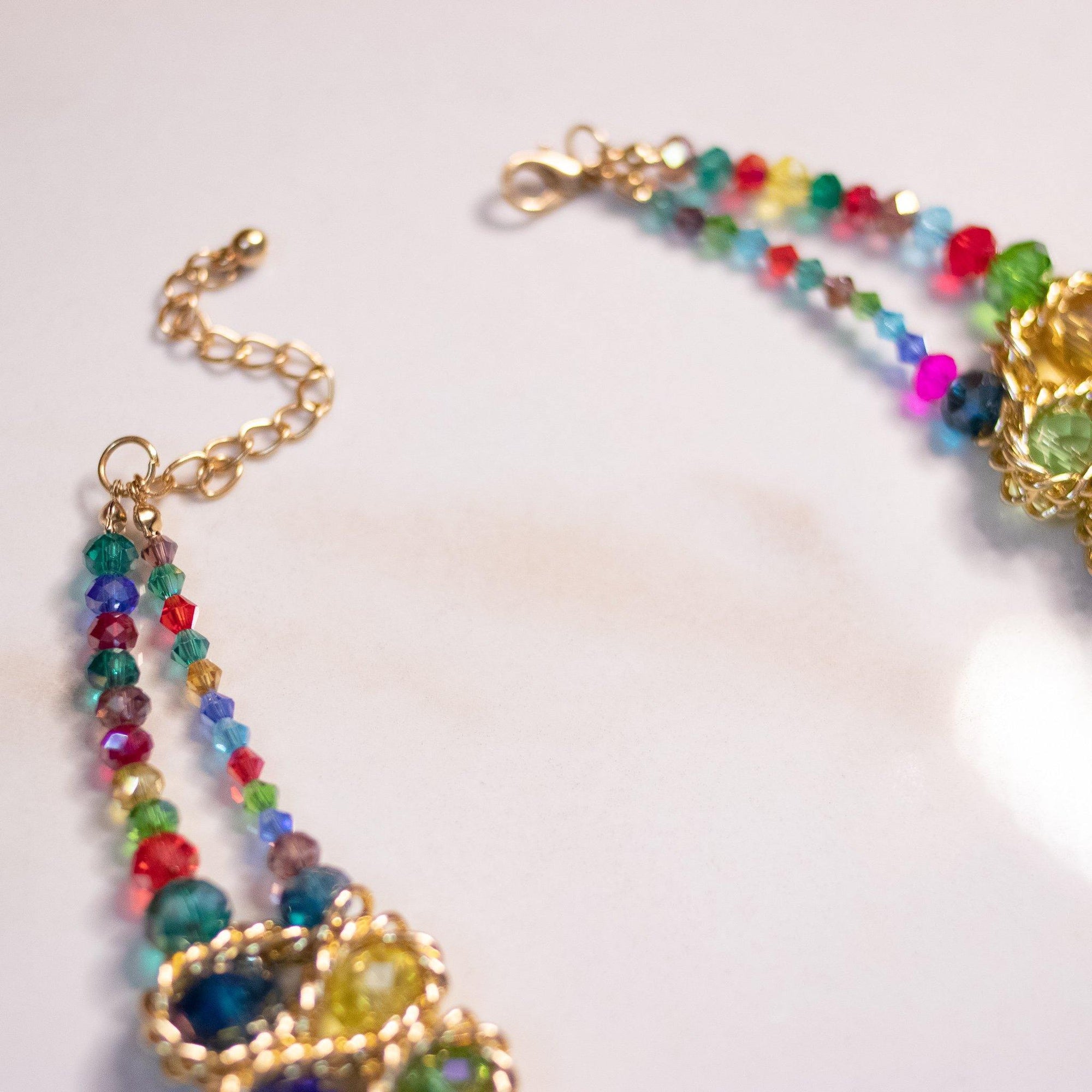 Vintage Rainbow Crystal Bib Necklace by Unsigned Beauty - Vintage Meet Modern Vintage Jewelry - Chicago, Illinois - #oldhollywoodglamour #vintagemeetmodern #designervintage #jewelrybox #antiquejewelry #vintagejewelry