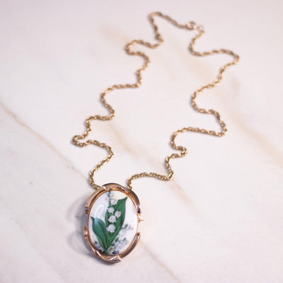 Vintage Lily of the Valley Limoges Pendant Necklace by Unsigned Beauty - Vintage Meet Modern Vintage Jewelry - Chicago, Illinois - #oldhollywoodglamour #vintagemeetmodern #designervintage #jewelrybox #antiquejewelry #vintagejewelry