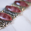 Vintage Gothic Revival Wide Panel Bracelet with Rose Lucite by Unsigned Beauty - Vintage Meet Modern Vintage Jewelry - Chicago, Illinois - #oldhollywoodglamour #vintagemeetmodern #designervintage #jewelrybox #antiquejewelry #vintagejewelry