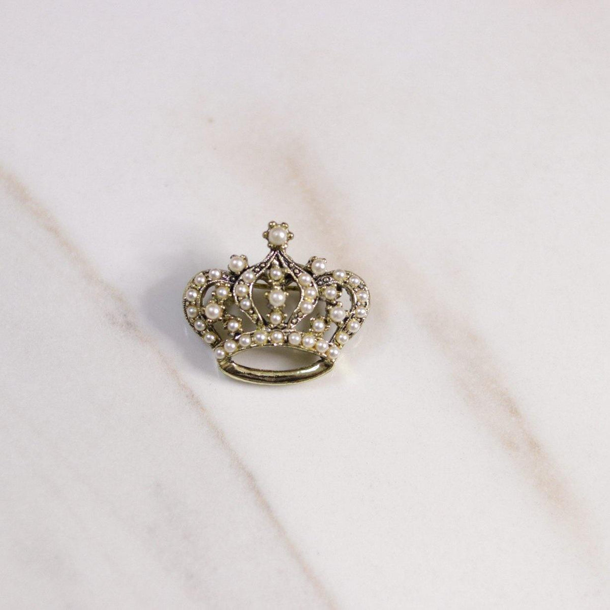 Vintage Petite Crown Brooch with Pearls