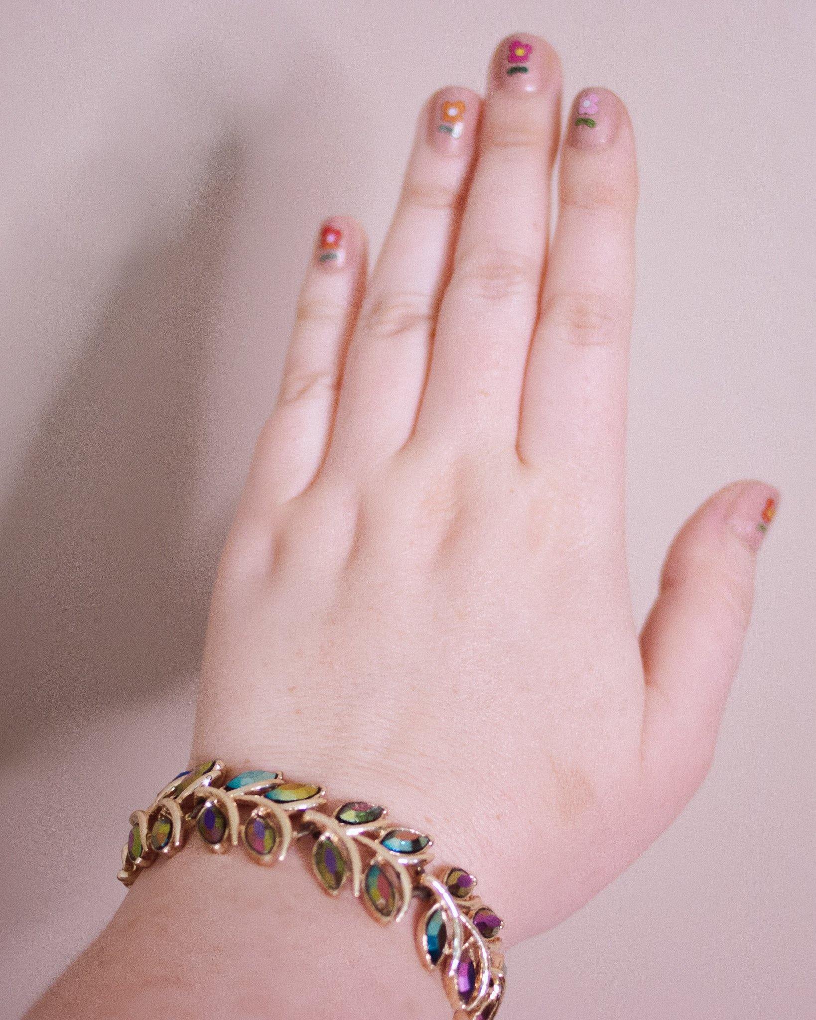 Vintage Coro Gold Leaf Bracelet with Rainbow Aurora Borealis Rhinestones by Coro - Vintage Meet Modern Vintage Jewelry - Chicago, Illinois - #oldhollywoodglamour #vintagemeetmodern #designervintage #jewelrybox #antiquejewelry #vintagejewelry