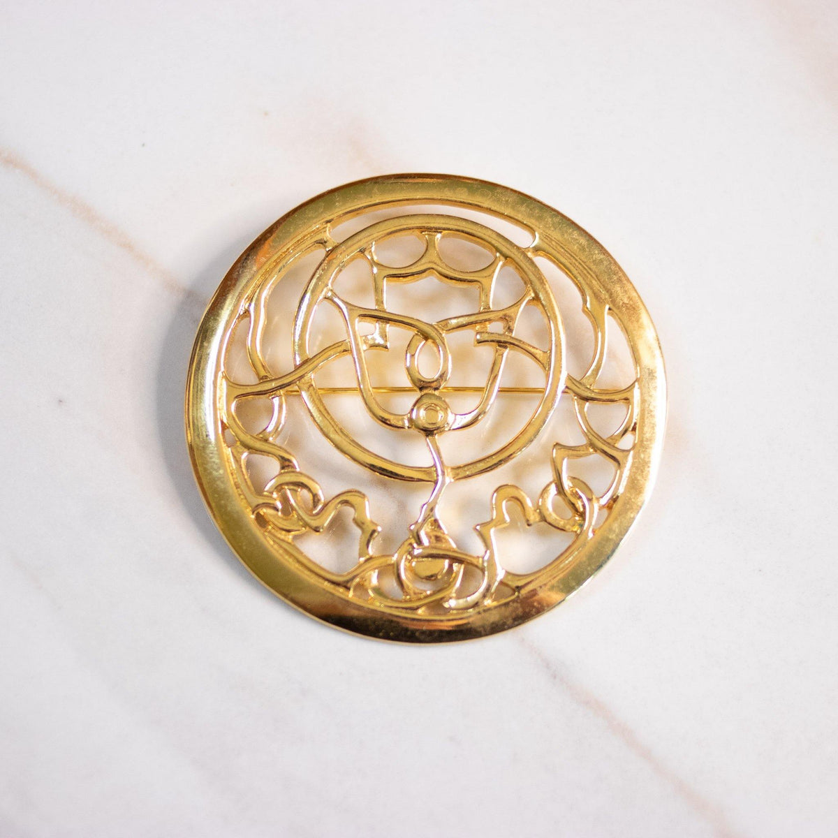 Vintage Mary McFadden Gold Medallion Brooch