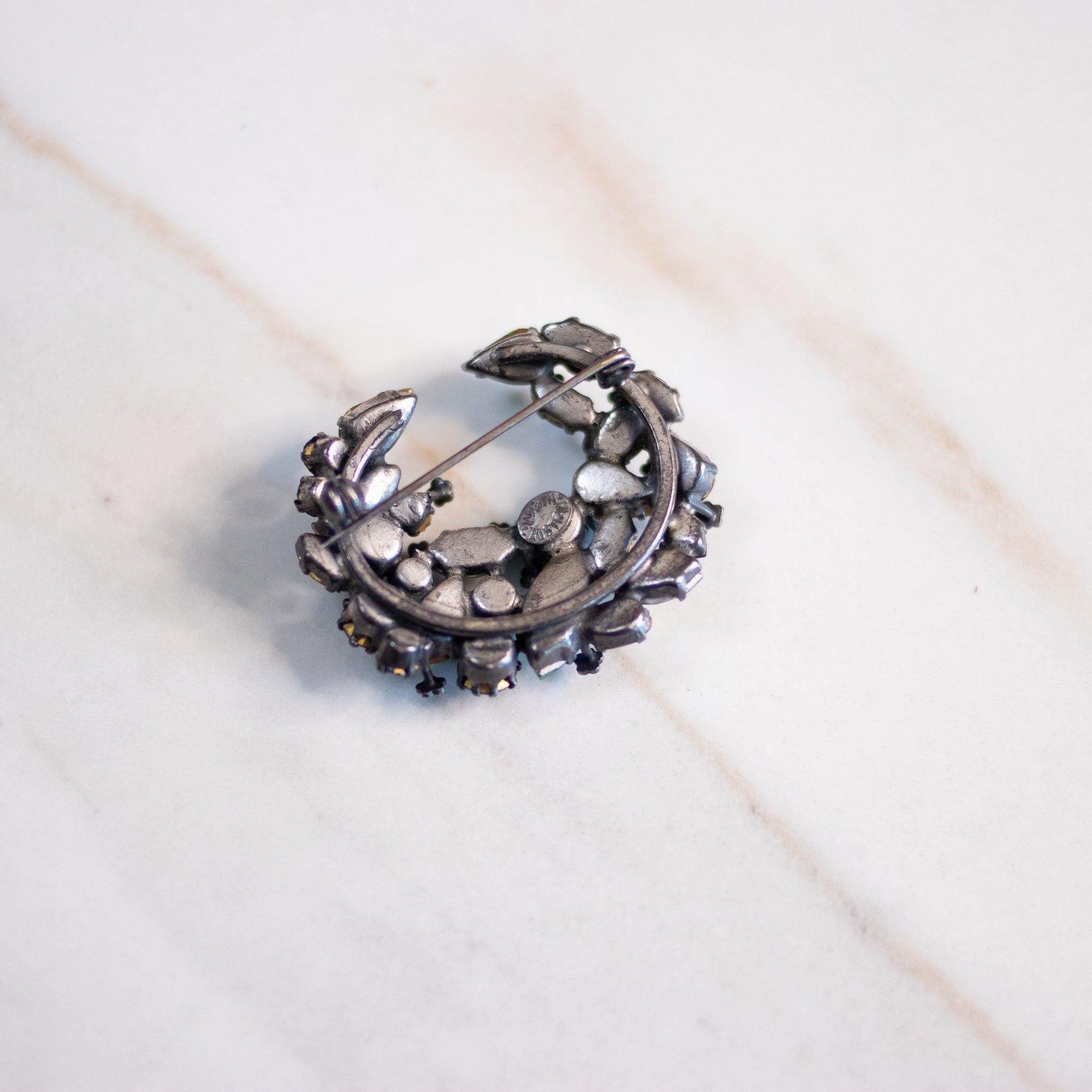 Vintage Vintage Blue and Green Aurora Borealis with Silver Flower Brooch by Made in Austria - Vintage Meet Modern Vintage Jewelry - Chicago, Illinois - #oldhollywoodglamour #vintagemeetmodern #designervintage #jewelrybox #antiquejewelry #vintagejewelry