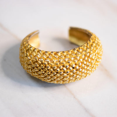 Vintage Clara Studios Textured Gold Cuff Bracelet by Clara Studios - Vintage Meet Modern Vintage Jewelry - Chicago, Illinois - #oldhollywoodglamour #vintagemeetmodern #designervintage #jewelrybox #antiquejewelry #vintagejewelry