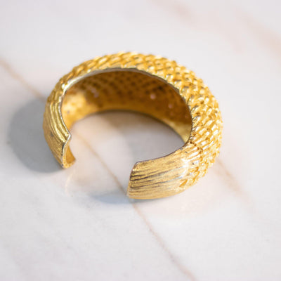 Vintage Clara Studios Textured Gold Cuff Bracelet by Clara Studios - Vintage Meet Modern Vintage Jewelry - Chicago, Illinois - #oldhollywoodglamour #vintagemeetmodern #designervintage #jewelrybox #antiquejewelry #vintagejewelry