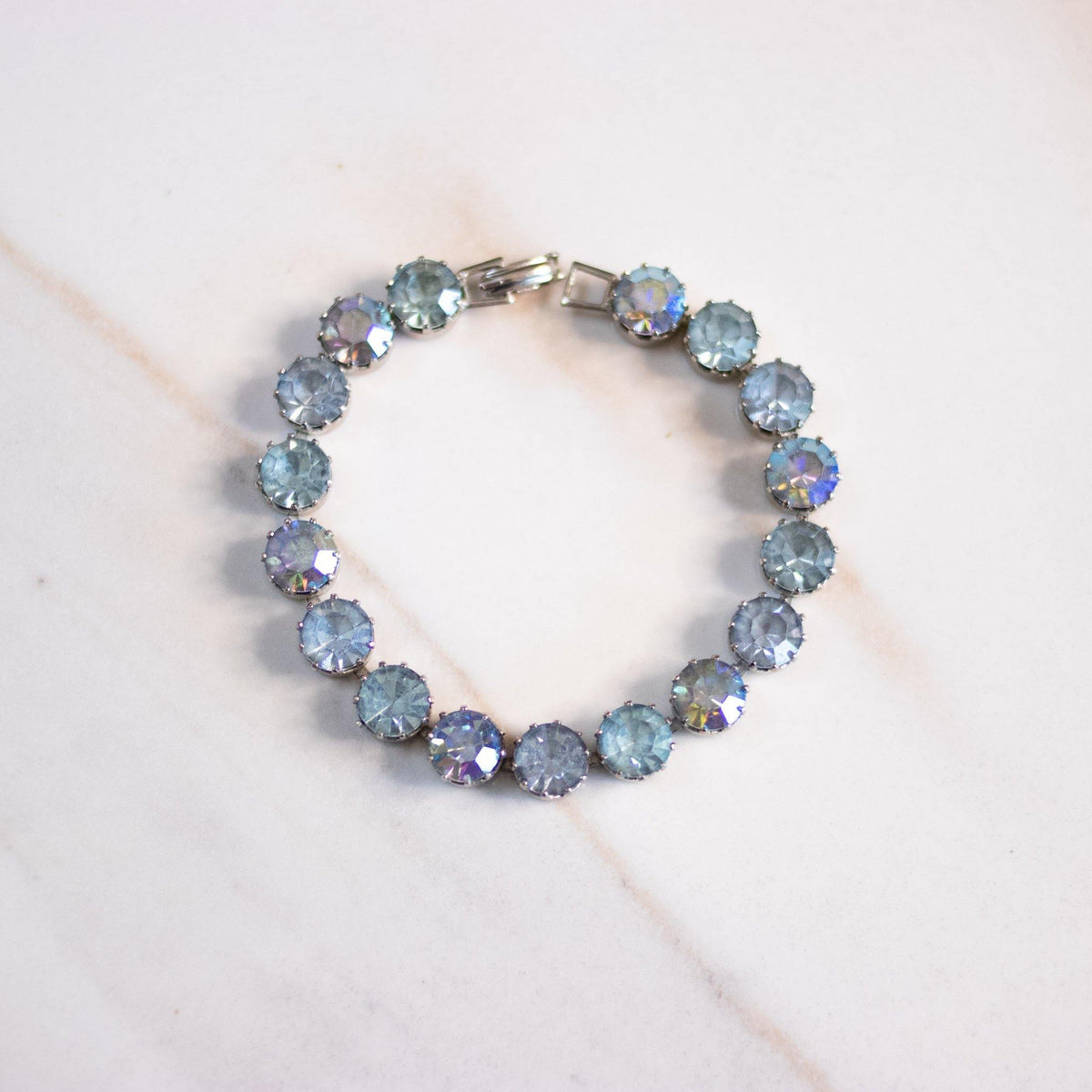 Vintage Art Deco Style Blue Aurora Borealis Rhinestone Bracelet