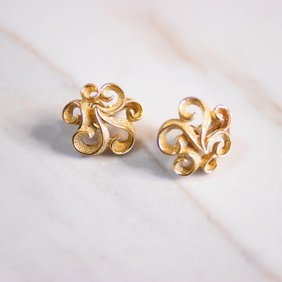 Vintage Crown Trifari Gold Scroll Statement Earrings by Crown Trifari - Vintage Meet Modern Vintage Jewelry - Chicago, Illinois - #oldhollywoodglamour #vintagemeetmodern #designervintage #jewelrybox #antiquejewelry #vintagejewelry