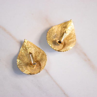 Vintage Richellieu Gold Leaf with Faux Pearl Statement Earrings by Richellieu - Vintage Meet Modern Vintage Jewelry - Chicago, Illinois - #oldhollywoodglamour #vintagemeetmodern #designervintage #jewelrybox #antiquejewelry #vintagejewelry