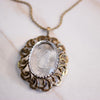 Vintage Victorian Revival Etched Crystal Cameo Pendant Statement Necklace by West Germany - Vintage Meet Modern Vintage Jewelry - Chicago, Illinois - #oldhollywoodglamour #vintagemeetmodern #designervintage #jewelrybox #antiquejewelry #vintagejewelry