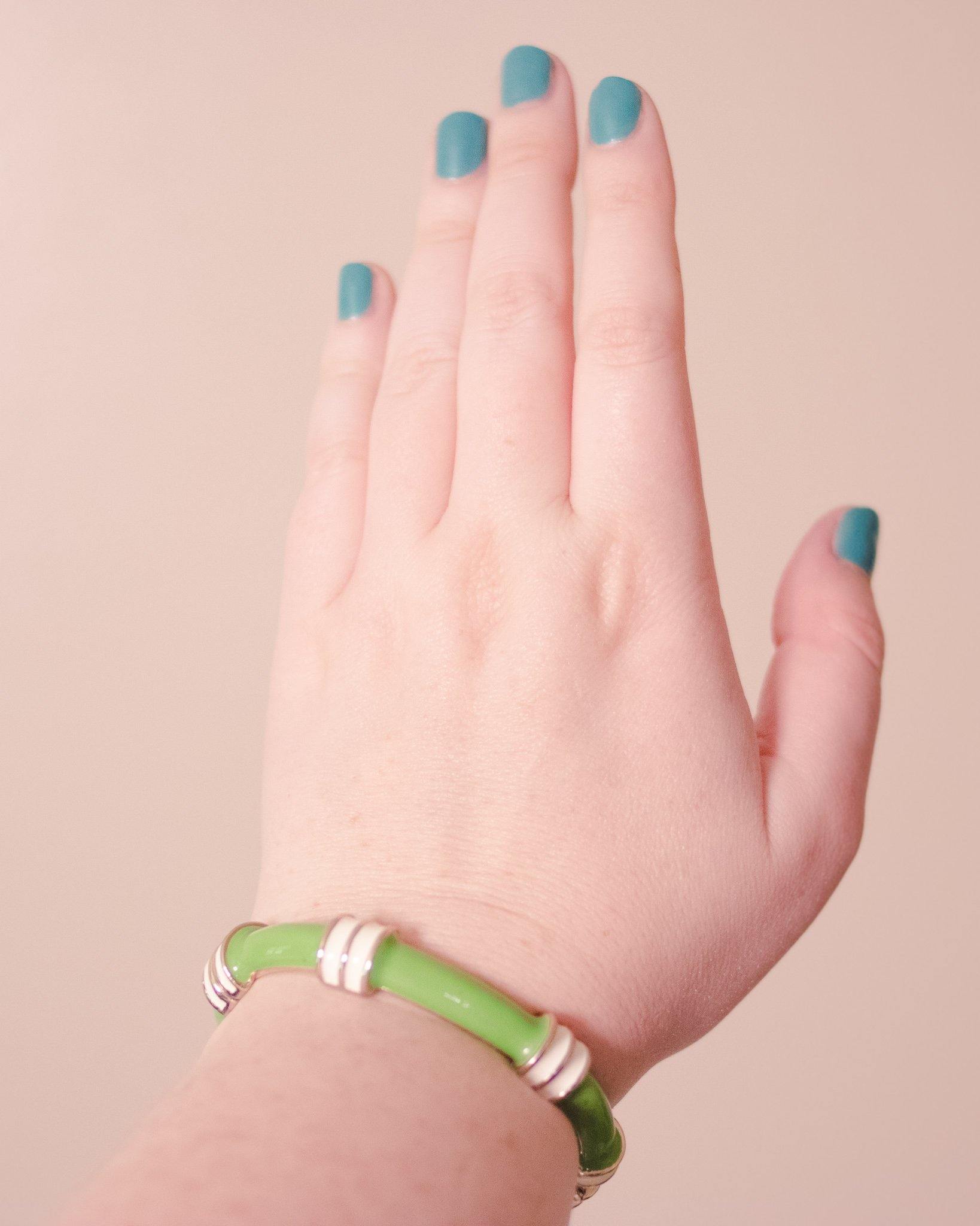 Vintage Fornash Green and White Enamel Bangle Bracelet with Hinge by Fornash - Vintage Meet Modern Vintage Jewelry - Chicago, Illinois - #oldhollywoodglamour #vintagemeetmodern #designervintage #jewelrybox #antiquejewelry #vintagejewelry