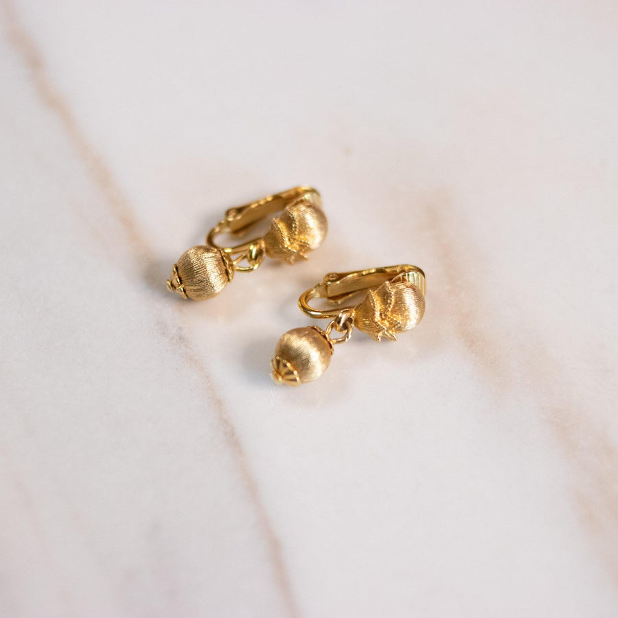Vintage Gold Brushed Tone Bead Earrings by Unsigned Beauty - Vintage Meet Modern Vintage Jewelry - Chicago, Illinois - #oldhollywoodglamour #vintagemeetmodern #designervintage #jewelrybox #antiquejewelry #vintagejewelry