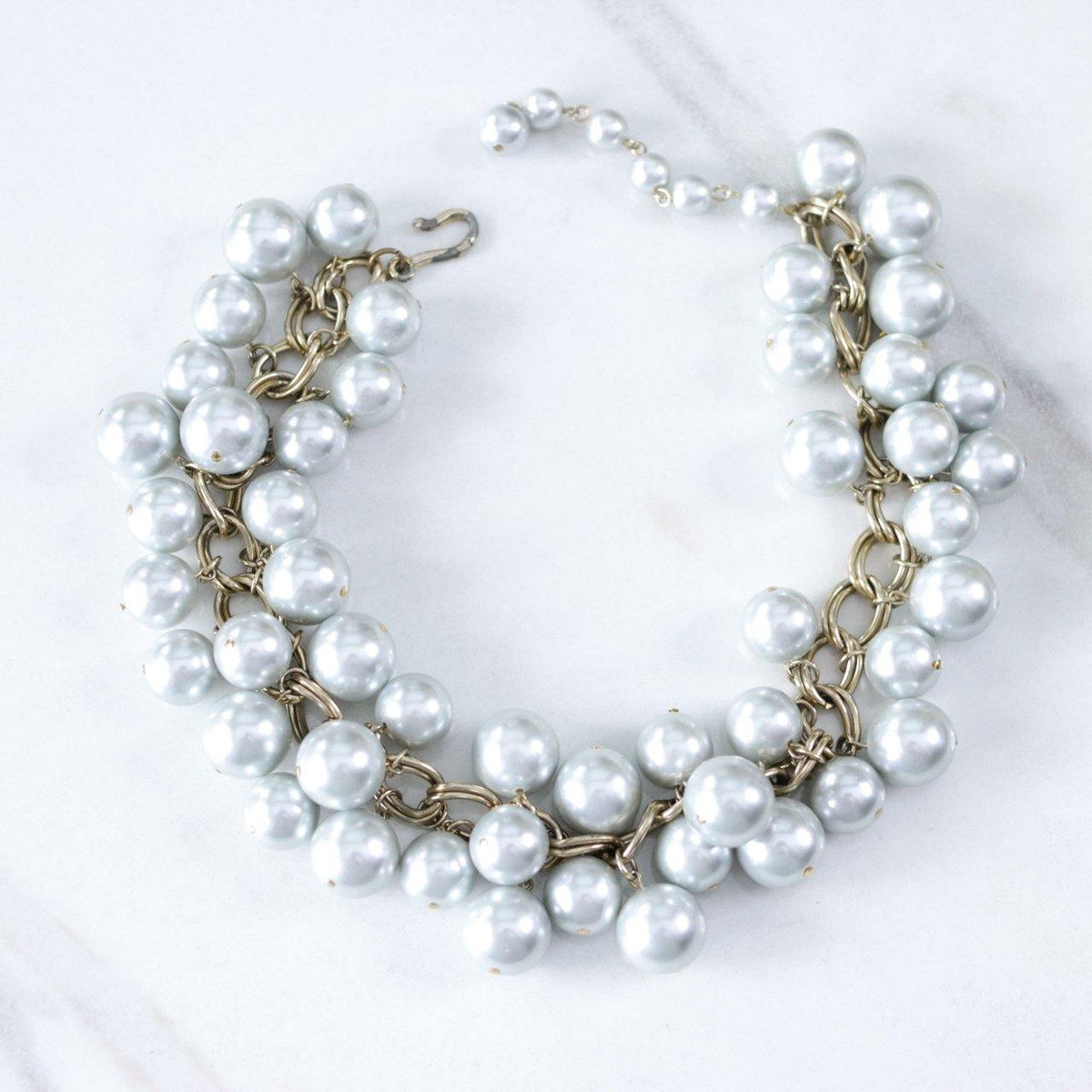 Vintage Gray Pearl Cha Cha Statement Necklace