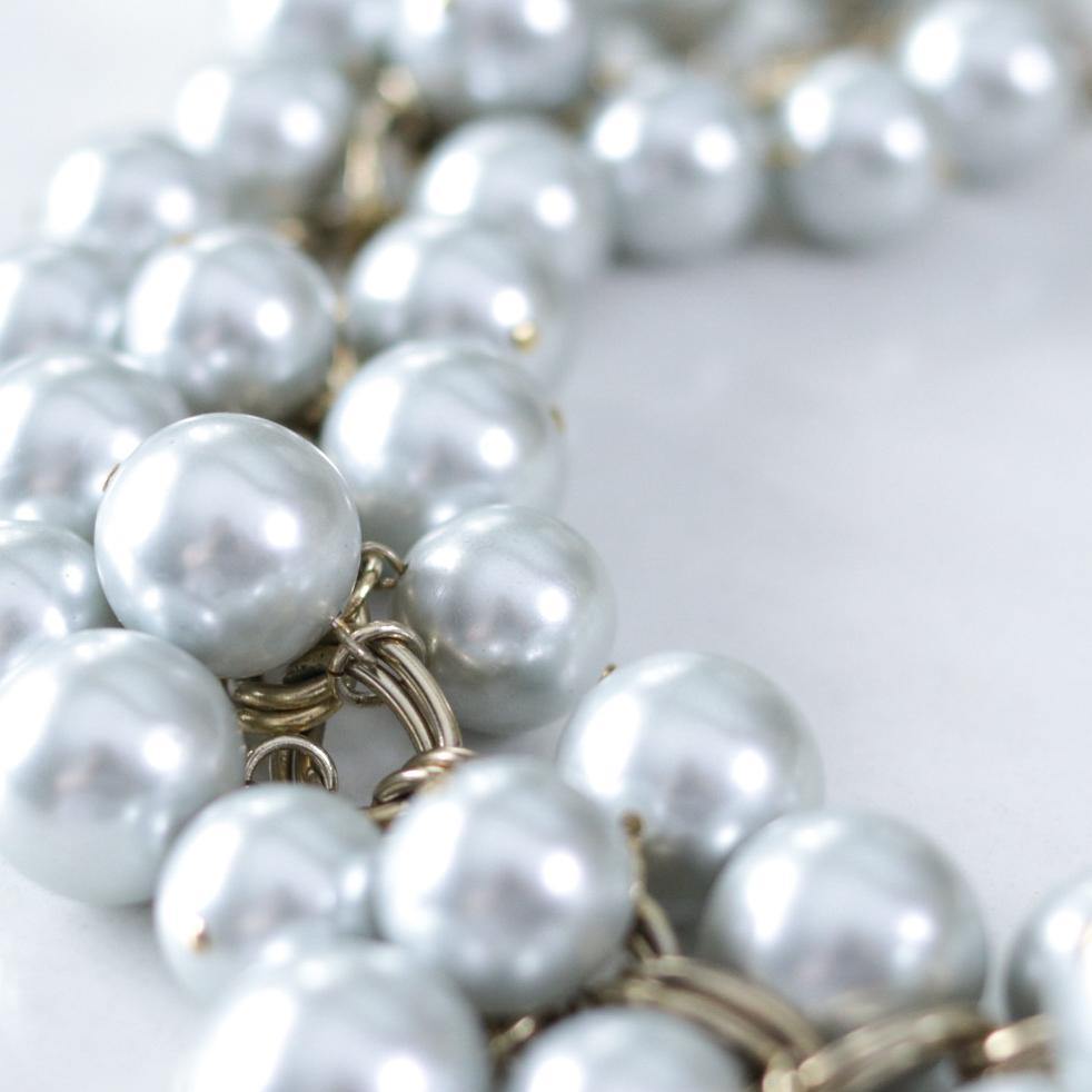 Vintage Gray Pearl Cha Cha Statement Necklace by Unsigned Beauty - Vintage Meet Modern Vintage Jewelry - Chicago, Illinois - #oldhollywoodglamour #vintagemeetmodern #designervintage #jewelrybox #antiquejewelry #vintagejewelry