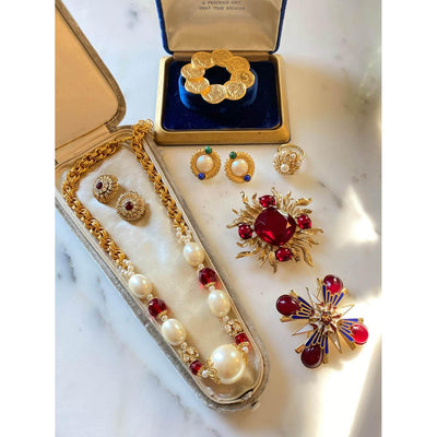 Vintage Heraldic Maltese Cross Style Brooch with Lion by Unsigned Beauty - Vintage Meet Modern Vintage Jewelry - Chicago, Illinois - #oldhollywoodglamour #vintagemeetmodern #designervintage #jewelrybox #antiquejewelry #vintagejewelry