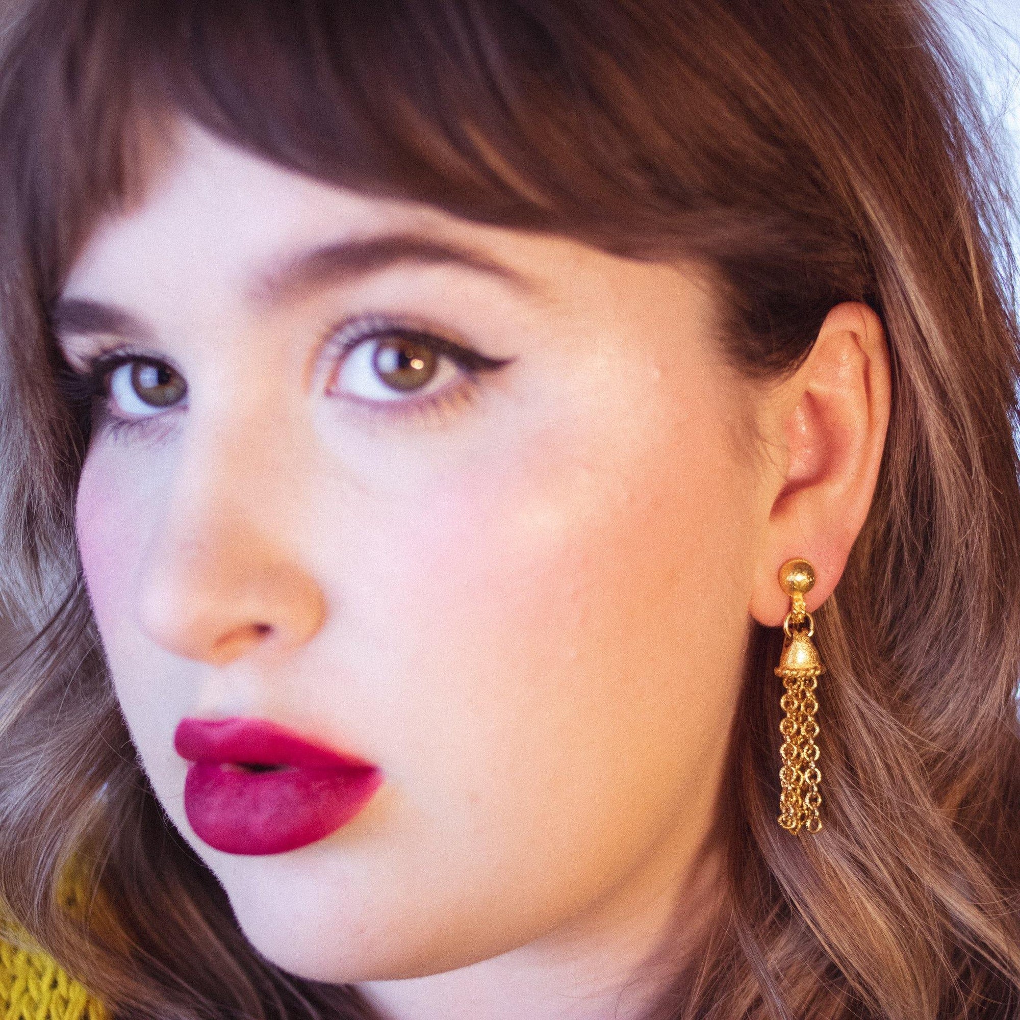 Vintage Gold Tassel Earrings by 1960s - Vintage Meet Modern Vintage Jewelry - Chicago, Illinois - #oldhollywoodglamour #vintagemeetmodern #designervintage #jewelrybox #antiquejewelry #vintagejewelry