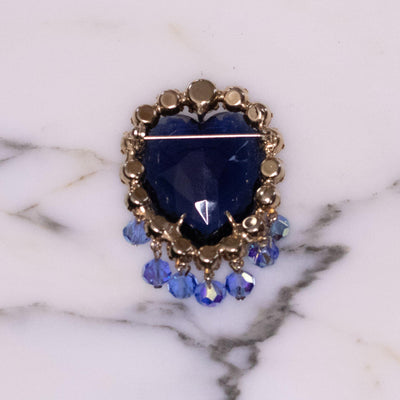 Vintage Heart Shaped Sapphire Crystal Pink and Blue Rhinestone Brooch by Unsigned - Vintage Meet Modern Vintage Jewelry - Chicago, Illinois - #oldhollywoodglamour #vintagemeetmodern #designervintage #jewelrybox #antiquejewelry #vintagejewelry