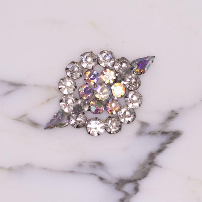Vintage 1950s Diamante Crystals, Aurora Borealis Rhinestones Brooch, Silver Tone Setting, Brooches and Pins by 1950s - Vintage Meet Modern Vintage Jewelry - Chicago, Illinois - #oldhollywoodglamour #vintagemeetmodern #designervintage #jewelrybox #antiquejewelry #vintagejewelry