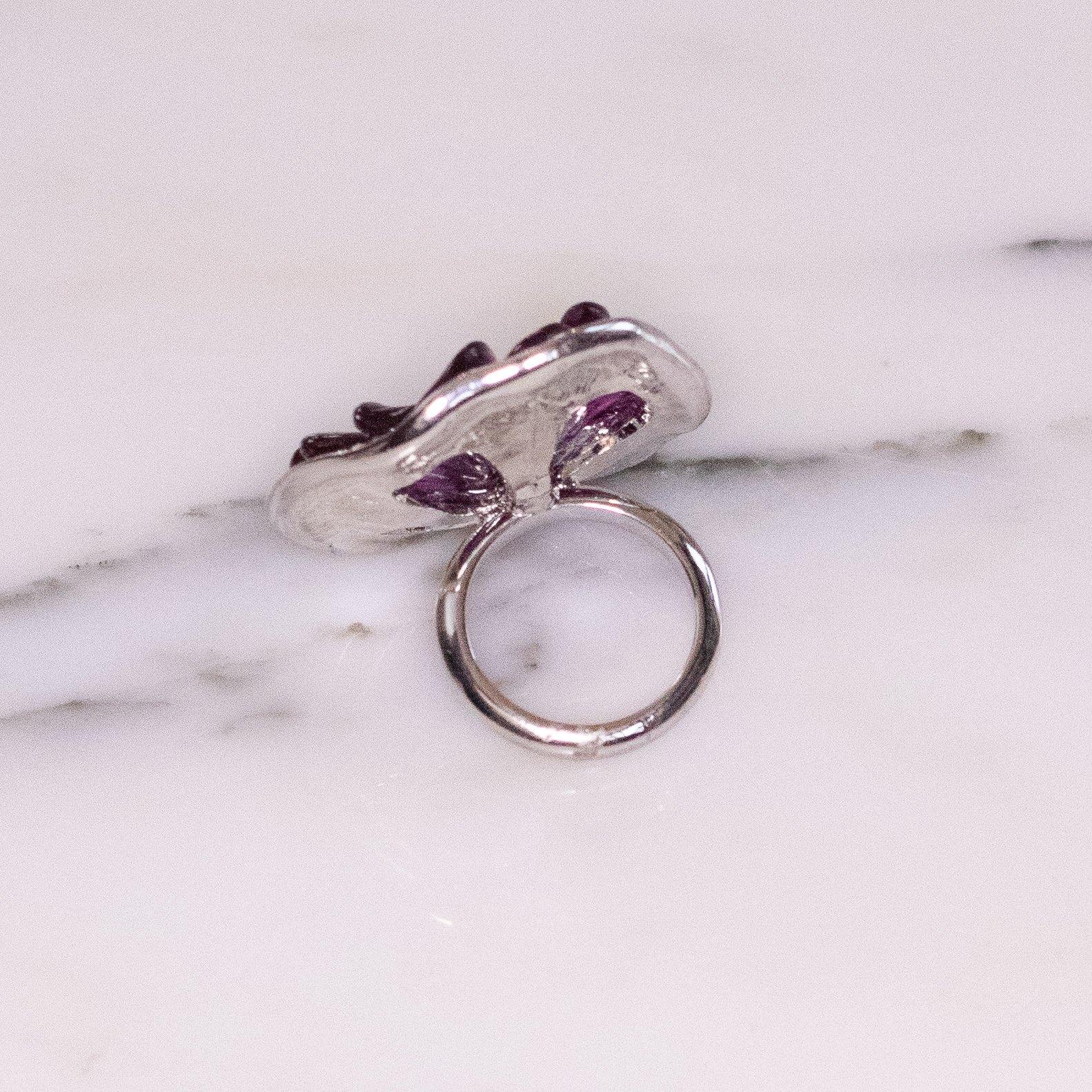 Vintage Kenneth Jay Lane Sparkling Purple Pansy Statement Ring with Pave Crystals by Kenneth Jay Lane - Vintage Meet Modern Vintage Jewelry - Chicago, Illinois - #oldhollywoodglamour #vintagemeetmodern #designervintage #jewelrybox #antiquejewelry #vintagejewelry