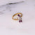 Amethyst and CZ Statement Ring, Gold Plated Marquise Cut Stones