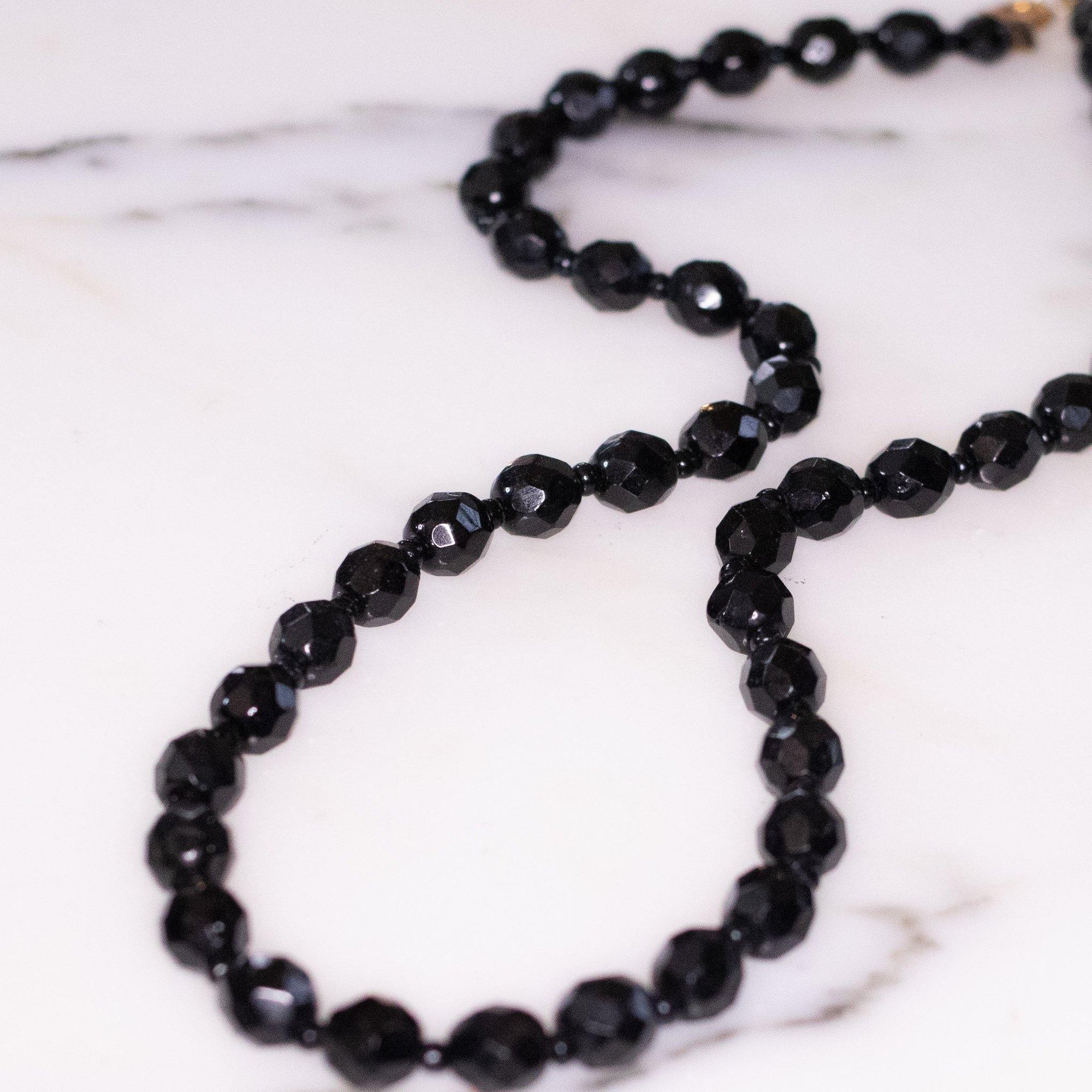 Vintage Faceted Jet Black Crystal Necklace by Vintage Meet Modern - Vintage Meet Modern Vintage Jewelry - Chicago, Illinois - #oldhollywoodglamour #vintagemeetmodern #designervintage #jewelrybox #antiquejewelry #vintagejewelry