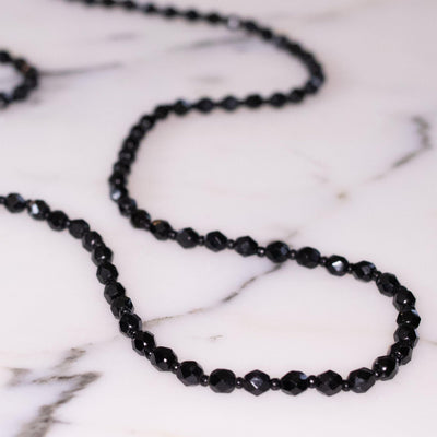 Vintage Faceted Jet Bead Necklace by Unsigned Beauty - Vintage Meet Modern Vintage Jewelry - Chicago, Illinois - #oldhollywoodglamour #vintagemeetmodern #designervintage #jewelrybox #antiquejewelry #vintagejewelry