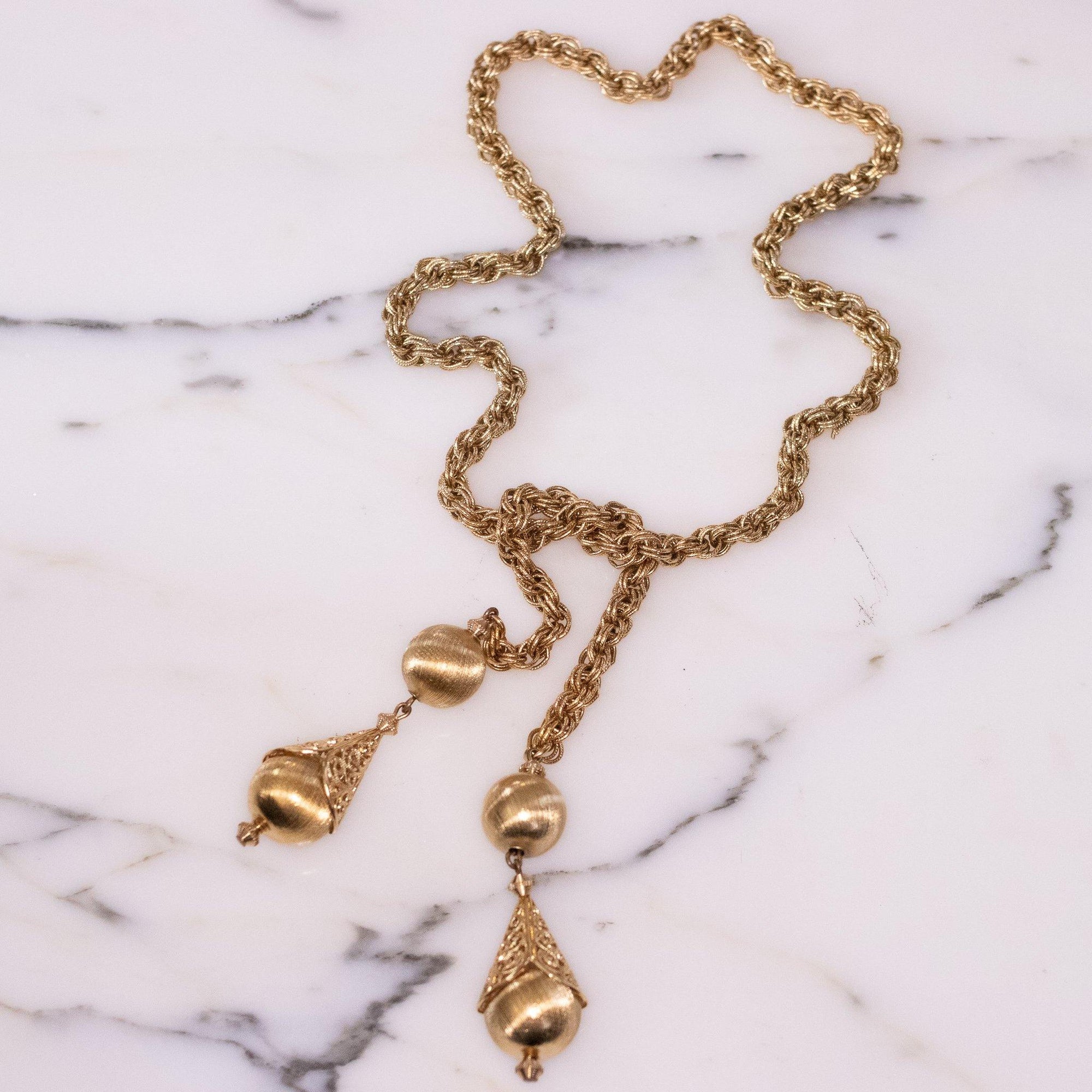Vintage Gold Monet Bolero Lariat Necklace by Monet - Vintage Meet Modern Vintage Jewelry - Chicago, Illinois - #oldhollywoodglamour #vintagemeetmodern #designervintage #jewelrybox #antiquejewelry #vintagejewelry